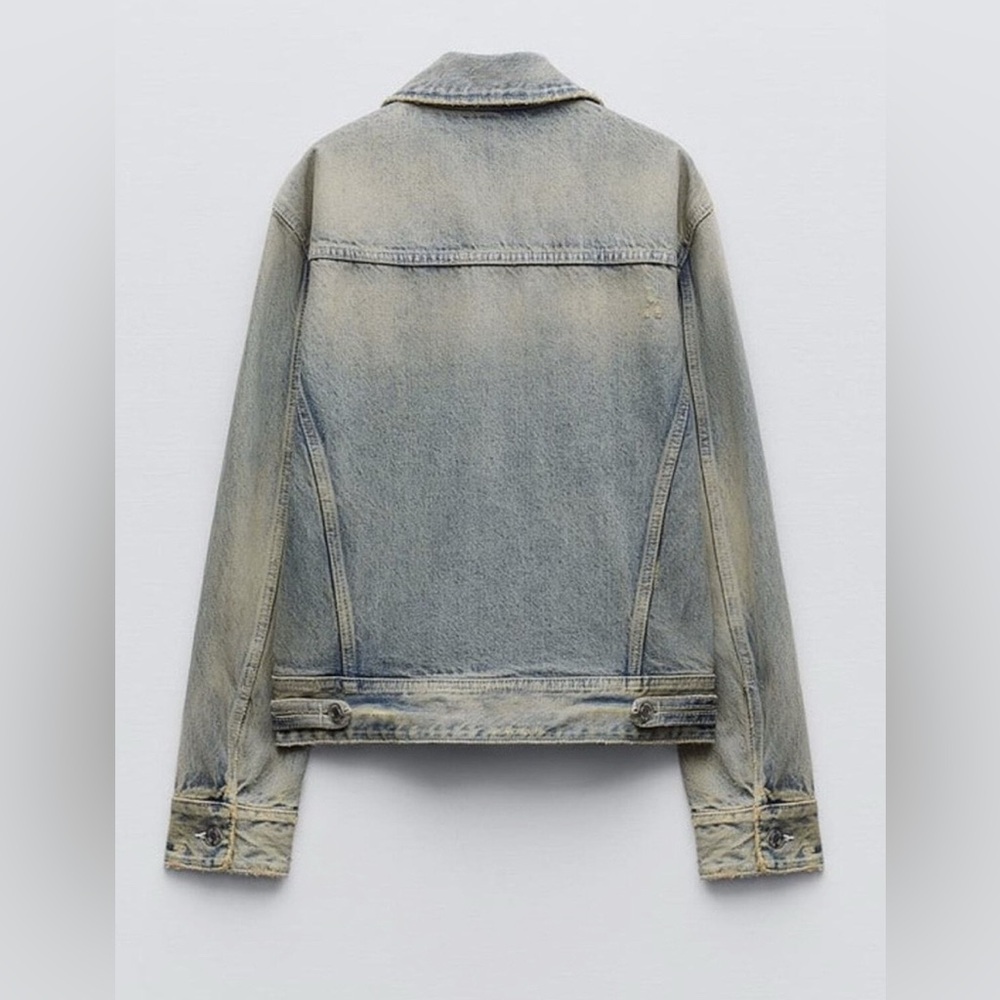 ZARA Stylish & Distressed Blue Denim Jacket size medium - Picture 8 of 15